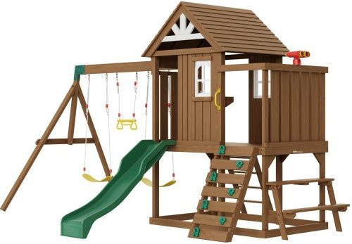 VEVOR 9 in 1 Holz Spielplatzset für den Garten mit Schaukeln, Rutsche, Sandkasten und Kletterturm in Braun und Mehrfarbig - Bild 1