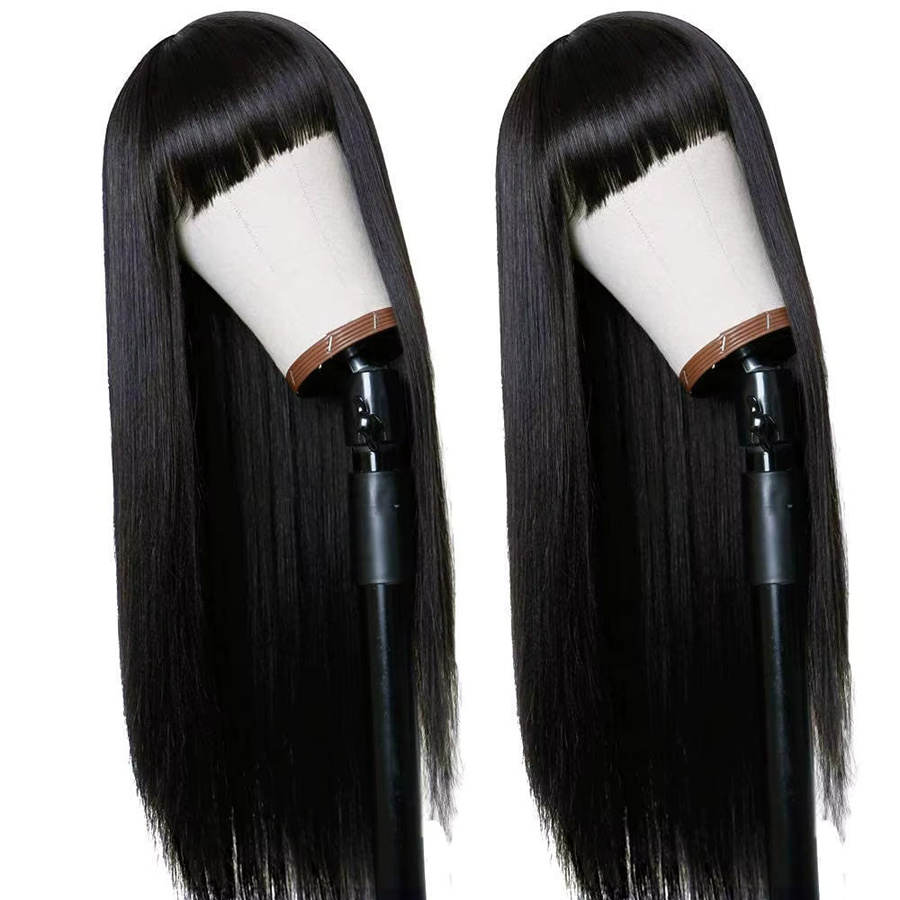 G&T Wig Haarperücke synthetisch, blond, schwarz, lang, glatt, mit Pony, Damen - Bild 2