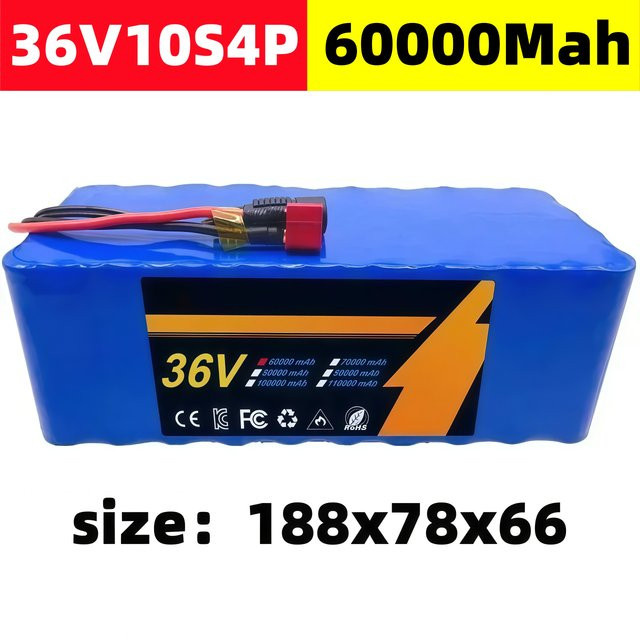 Original 10S4P 36V 60000mAh Lithium-Batterie für Elektroroller mit 18650 Akkupack in Blau - Bild 1