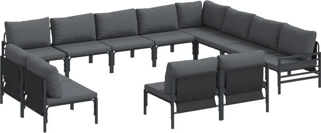 vidaXL Garten-Sofa-Set 12-teilig aus pulverbeschichtetem Stahl in Anthrazit mit Polstern und UV-Beständigkeit - Bild 1