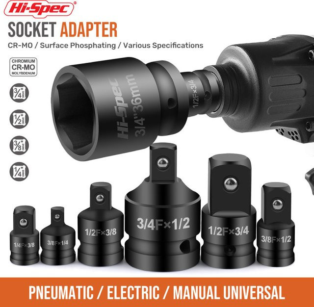 Hi-Spec 4-teiliger Schlagschrauber-Konverter-Adapter Set zur Größenumwandlung von 1/2 bis 3/8 Zoll für Reparaturarbeiten - Bild 1