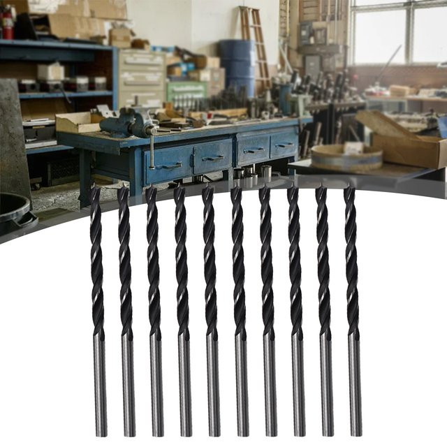 10 Stück DAZZLEEX Holzbohrer mit Mittelpunkt-Spitze, Spiralbohrer für Holzbearbeitung, Durchmesser: 3 mm, Farbe: Braun/Silber - Bild 1