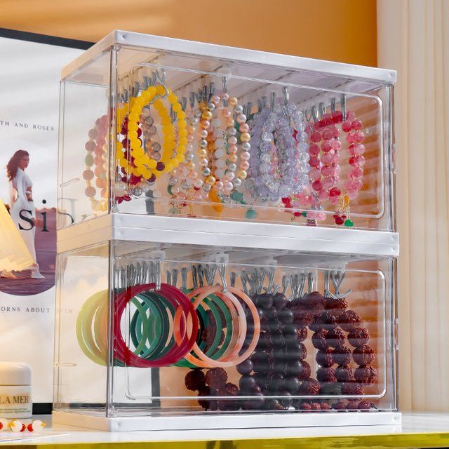 Transparente Kristall-DIY-Armband-Aufbewahrungsbox als staubdichte Schmuck-Vitrine für Armreife, Halsketten und Schlüsselanhänger - Bild 1