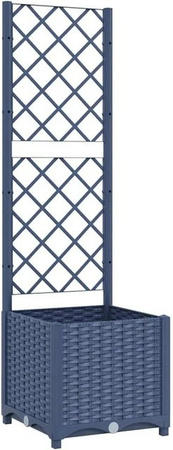 vidaXL Garten-Pflanzgefäß mit Spalier in Blaugrau aus Polypropylen, B/T/H: 40 x 40 x 136 cm