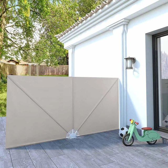 Furnicato Faltbarer Terrassen-Seitenfächer in Creme mit Polyester und Stahl, B/H: 300 x 150 cm - Bild 1