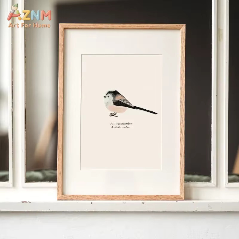 AZNM Vintage Wandkunstdruck als ungerahmte Leinwand mit europäischer Vogel-Illustration und wissenschaftlicher Ornithologie-Darstellung in Mehrfarbig - Bild 2