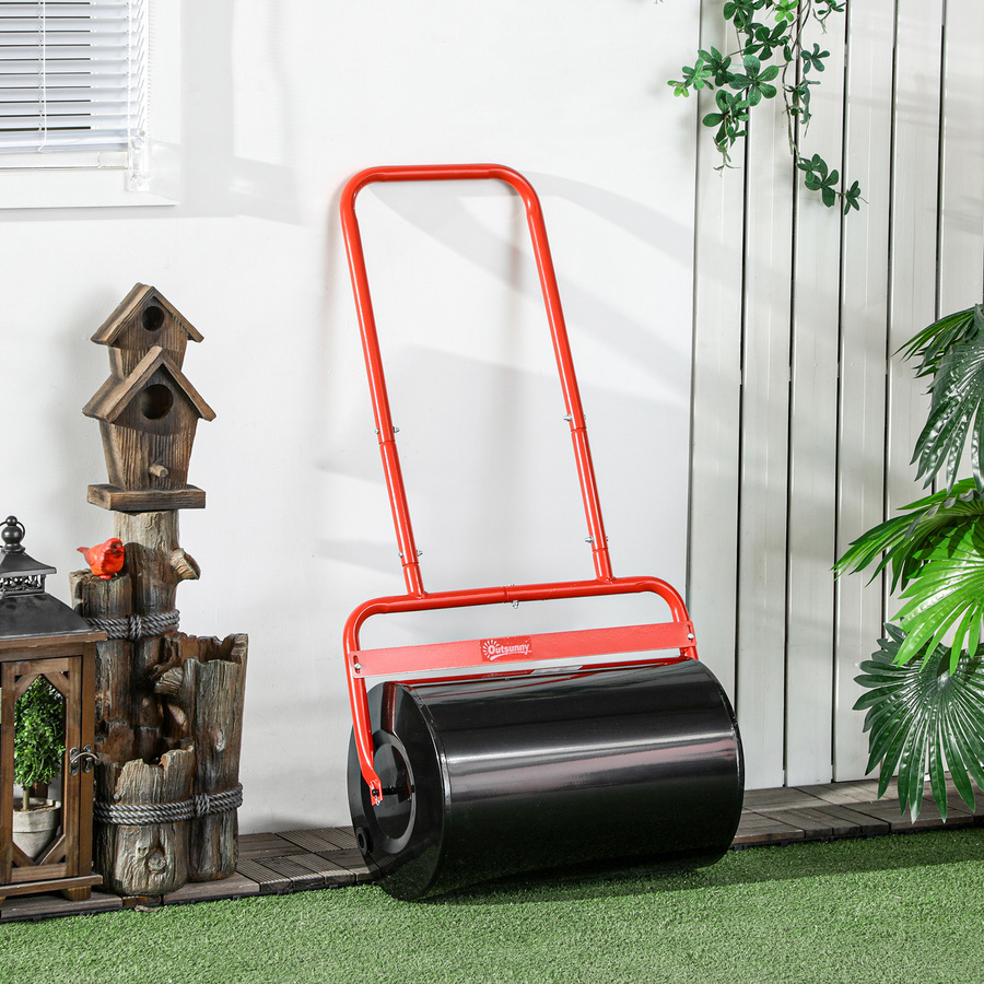Outsunny Rasenwalze aus Stahl in Rot mit U-förmigem Griff, befüllbar mit 38 l Wasser oder 62 kg Sand, Breite: 50 cm - Bild 2