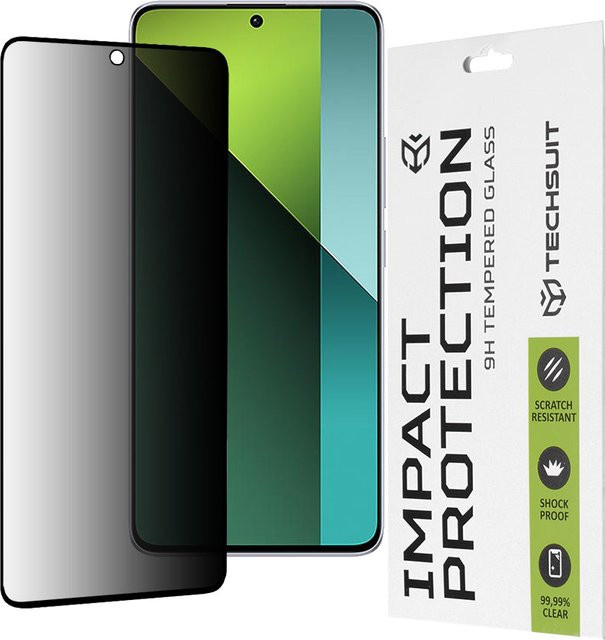 Privacy Techsuit Displayschutzfolie aus gehärtetem Glas für Xiaomi Poco X6 und Redmi Note 13 Pro 5G in Schwarz - Bild 1
