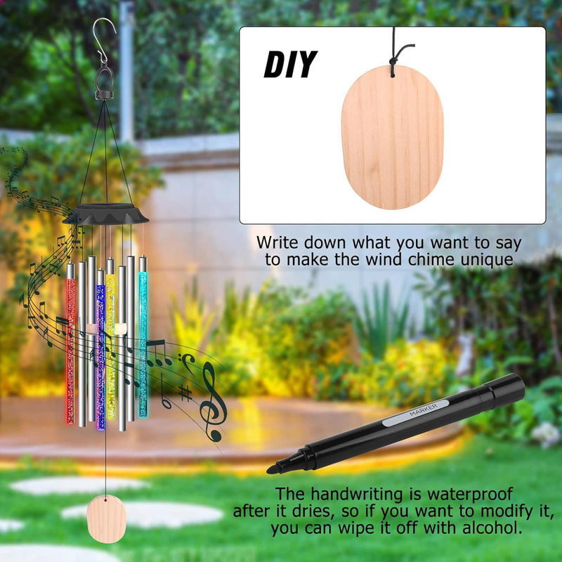 TOMTOP JMS Solar Wind Chime Acryl Blasen Zauberstab mit Umgebungslicht in Weiß und Transparent für Terrasse und Außenbereich - Bild 5