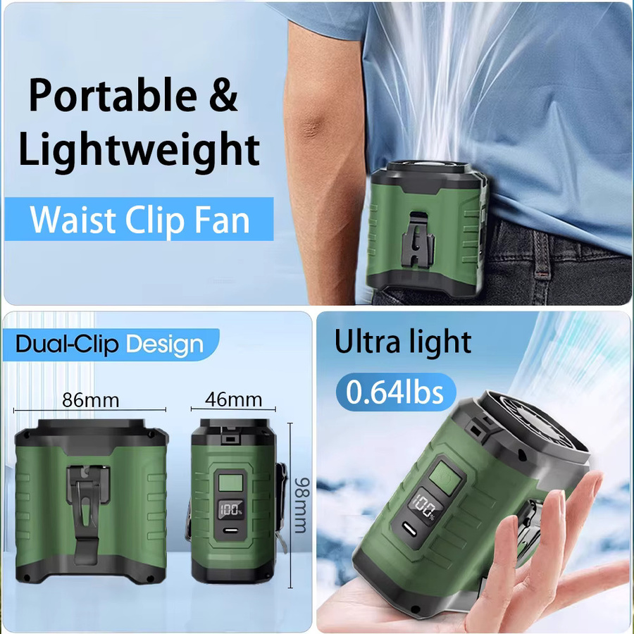 Raugee Taillenventilator Grau, wiederaufladbarer Mini-tragbarer Ventilator mit 10.000 mAh Power Bank, kabelloser USB-Ventilator für Sport und Outdoor-Aktivitäten - Bild 5