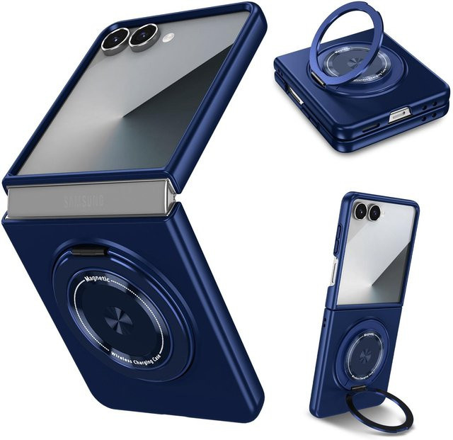 Samsung 360 Grad drehbare magnetische Ständerhülle für Z-Flip7 Z-Flip6 Z-Flip5 und Z-Fold 4 in Blau - Bild 1
