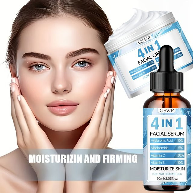 GSWP 4-in-1 Gesichtsserum und Creme Set, Hyaluronsäure, Niacinamid, 60ml+70g - Bild 1