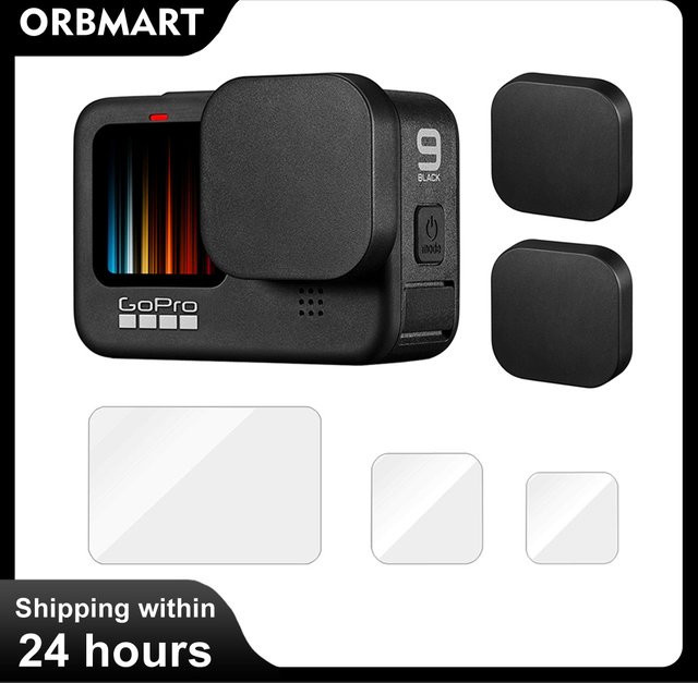 Objektivdeckel und Displayschutzfolie aus gehärtetem Glas für GoPro Hero 12, 11, 10 und 9 in Schwarz - Bild 1