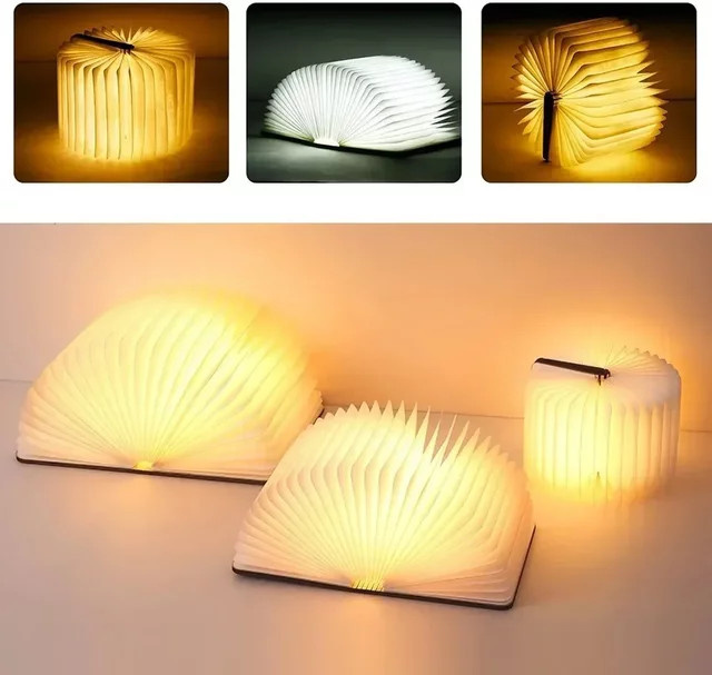 Heinast 3D Buch Licht LED Nachtlicht aus Holz mit RGB Farben und USB-Aufladung, Multicolour - Bild 1