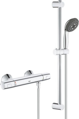 GROHE Thermostat-Brausebatterie Precision Trend Wandmontage in Chrom und Silber mit Einhebelmischer und wassersparender Funktion - Bild 1