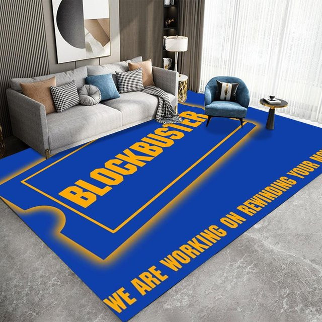 Miniso Blockbuster Teppich aus Polyester in Blau, Maschinenwaschbar und Rutschfest, B/T: 80 x 120 cm - Bild 1