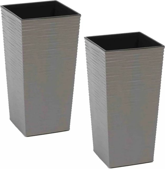 Siena Garden Pflanzgefäß Set Eco Nizza Grau 2-teilig B/T/H: 25 x 25 x 46,5 cm - Bild 1