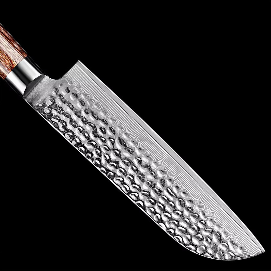 Xituo Santoku Damast-Küchenmesser aus 67-lagigem japanischem Damaststahl mit goldenem Holzgriff, 7 Zoll - Bild 4