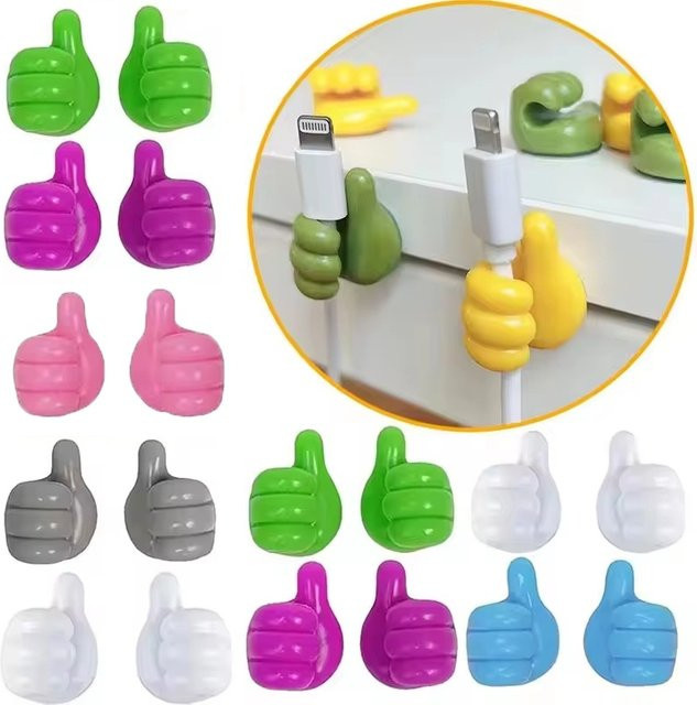 KAFNHCKA 10er Set Silikon Kabelclips in Pink zur Kabelorganisation für USB-Datenkabel und Drähte mit Klebefläche - Bild 1