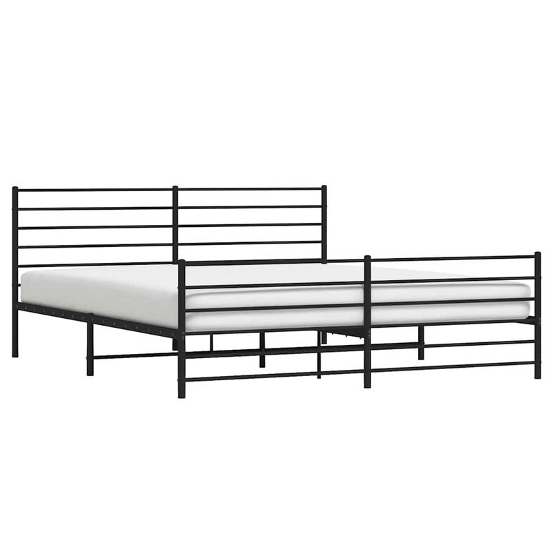 Vidaxl Metall-Bettgestell mit Kopfteil und Fußteil in Schwarz, B/T/H: 183 x 213 cm - Bild 3