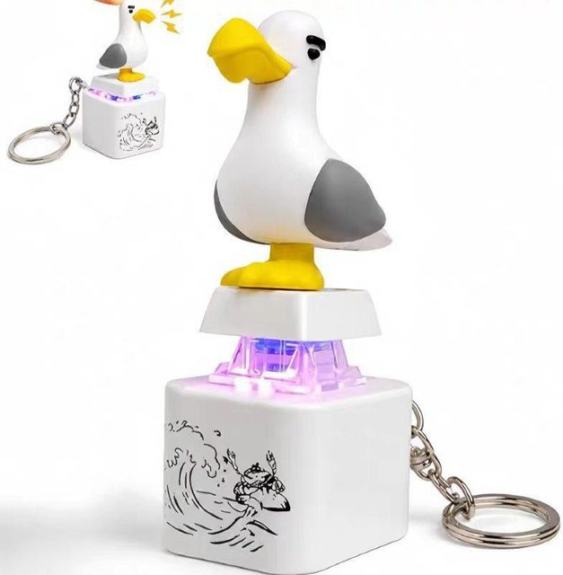 Schlüsselanhänger Mine Möwe Ente Tastenkappe, LED, USB-C, Weiß, 3 Stück - Bild 1