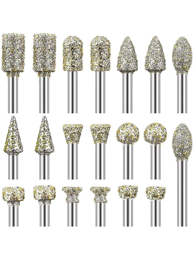 20-teiliges SI FANG Diamant-Schleifgrat-Bohrer-Set in Silber mit 1/8 Zoll Schaft für Drehwerkzeuge - Bild 6