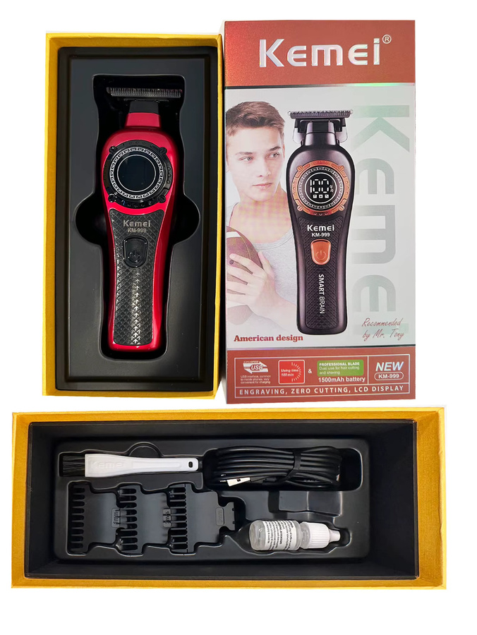 Kemei KM999 Elektrische Haarschneidemaschine für Herren, Rot - Bild 4