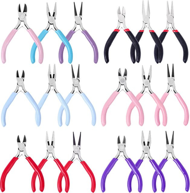 3-teiliges Schmuckzangen-Set von QIAO in Blau und Multicolour aus Metall für Schmuckherstellung und DIY-Projekte mit Nadelspitze, runder Nase und Drahtschneider - Bild 1