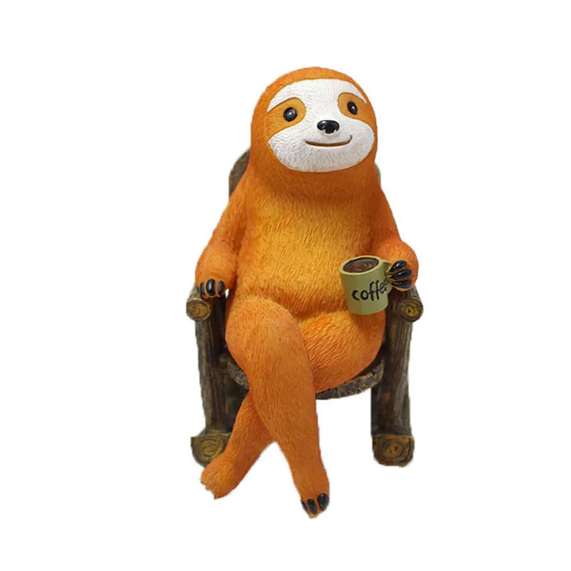 CosyHome Deko-Figur Faultier auf Schaukelstuhl aus Kunstharz in Orange, Höhe: 7,5 cm - Bild 6