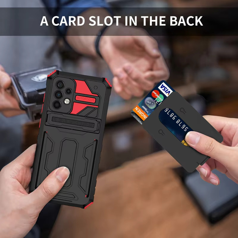 Anti Shock Schutzhülle mit Kartenfach für Samsung Galaxy A52 A52S A53 5G A32 A22 A12 A73 A33 A23 A13 M12 M22 M32 in Schwarz und Grün - Bild 4