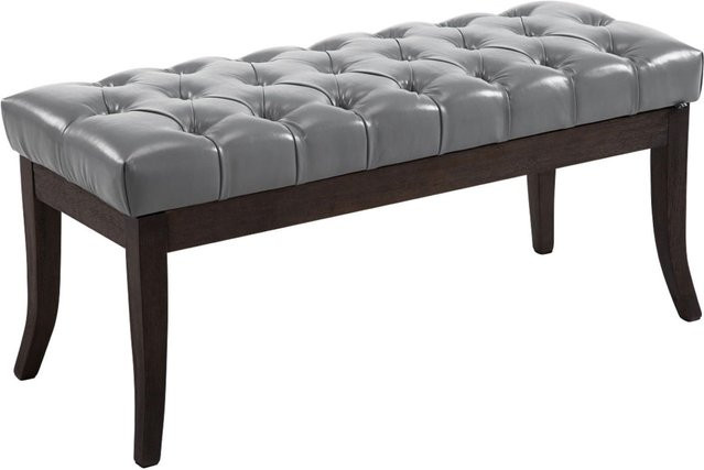 TPFLiving Sitzbank Romeo Chesterfield aus Kunstleder in Grau und Antik-Dunkel, Breite: 100 cm - Bild 1