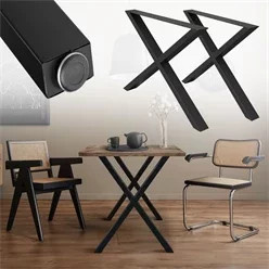 2er Set Tischbeine ECD Germany im X-Design aus Stahl in Schwarz Matt, Höhe: 72 cm, Breite: 60 cm - Bild 1