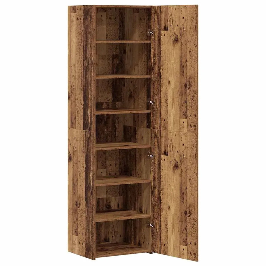 vidaXL Highboard aus massivem Kiefernholz in Altholz-Optik, Braun, B: 50 cm, T: 42,5 cm, H: 185 cm - Bild 2