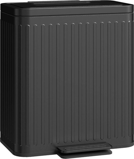 HOMCOM Mülleimer aus Metall und Kunststoff in Schwarz, Volumen: 45,5 l, B/T/H: 36,5 x 45,5 x 51 cm - Bild 1