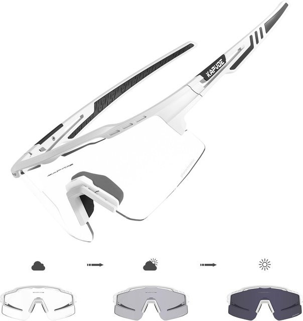 Kapvoe Radsportbrille, Sonnenbrille, Unisex, Vollrand, Black, White - Bild 1
