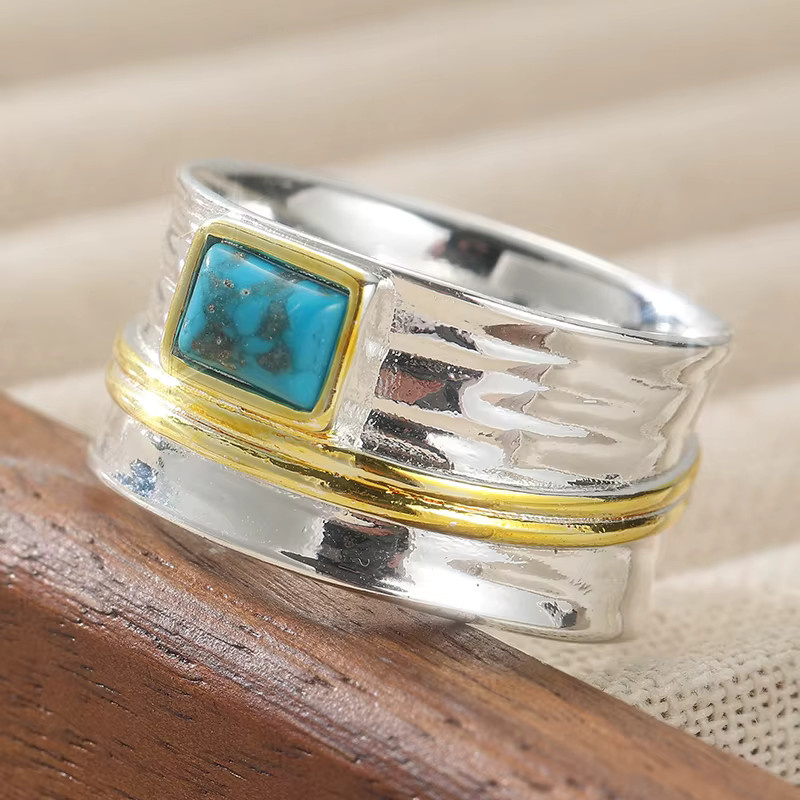 YoYo Charm-Ring, synthetischer Türkis, Bicolor, Unisex - Bild 4