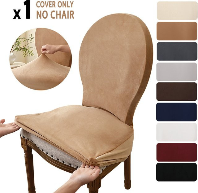 Yupartex Esszimmerstuhl Schutzhülle aus Samt in Beige mit runder gebogener Rückenlehne - Bild 1