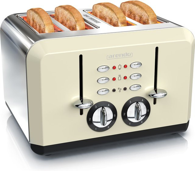 Arendo Toaster für 4 Scheiben mit 1630 W, Automatik, Edelstahl, beige - Bild 1