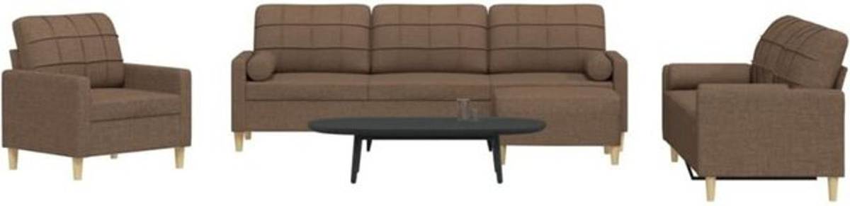 Vidaxl 4-tlg. Sofagarnitur mit Fußhocker und Dekokissen in Braun aus Stoff und Polyester - Bild 1