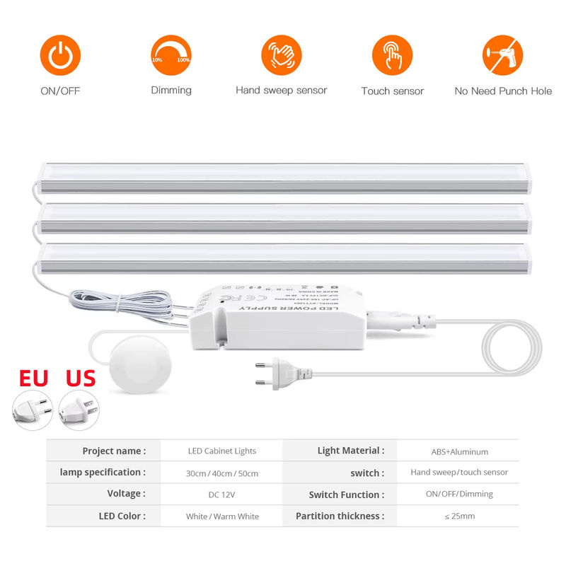 Guillermo 12V Touch Dimmer mit Handwellen-Sensorsteuerung für Schrankleuchten und Wand-Hintergrundbeleuchtung, Weiß - Bild 2