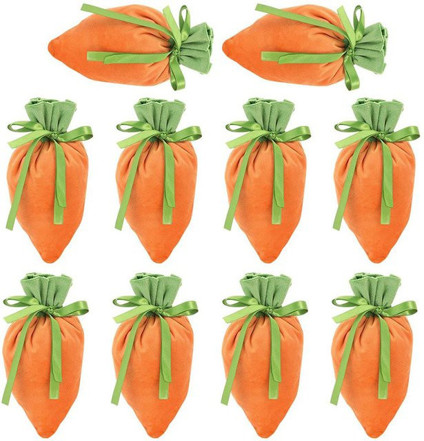 WEIGAO Ostern Karotten Geschenktüten aus Samt in Orange für Süßigkeiten und Schmuck - Bild 1