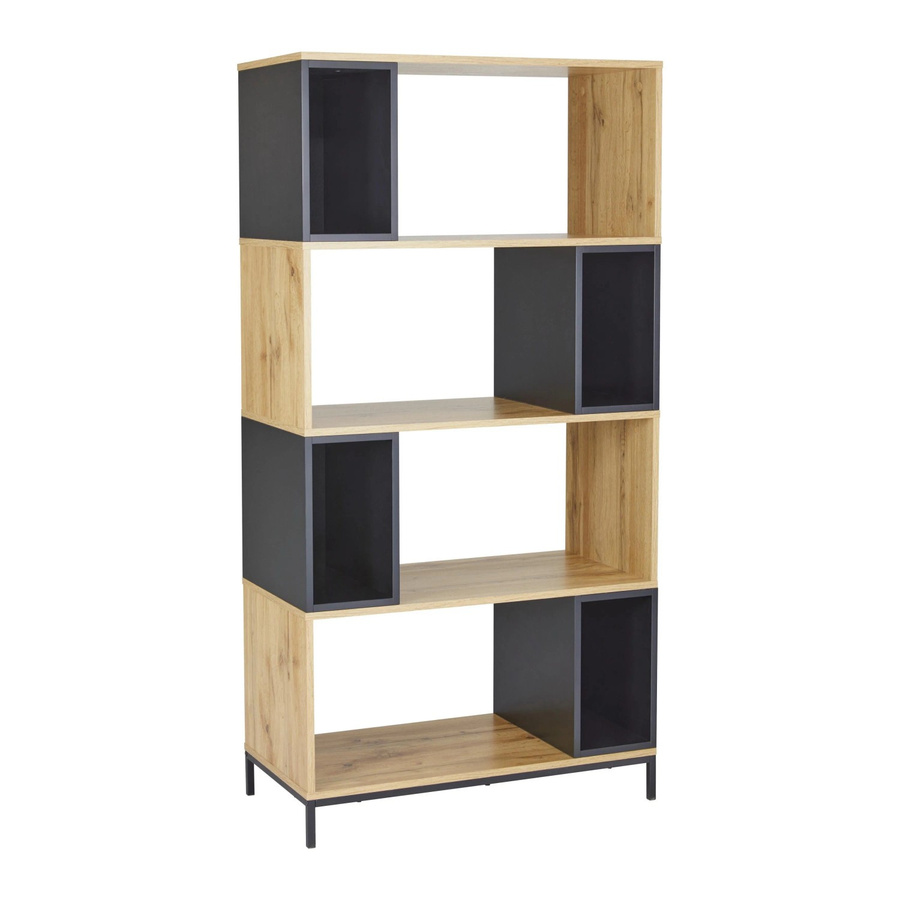 Bessagi Home Regal Megy im Industrial Design aus MDF und Metall, Schwarz/Eichenfarben, B/T/H: 80 x 40 x 158 cm - Bild 2