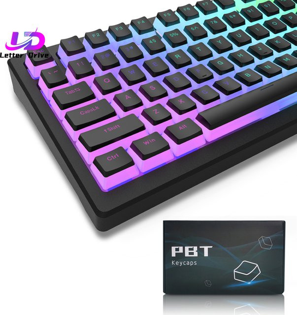 Letter Drive Pudding PBT Double Shot Keycaps Set in Weiß, OEM-Profil für 100%, 75%, 65%, 60% Gaming Mechanische Tastaturen, 129 Tasten - Bild 1