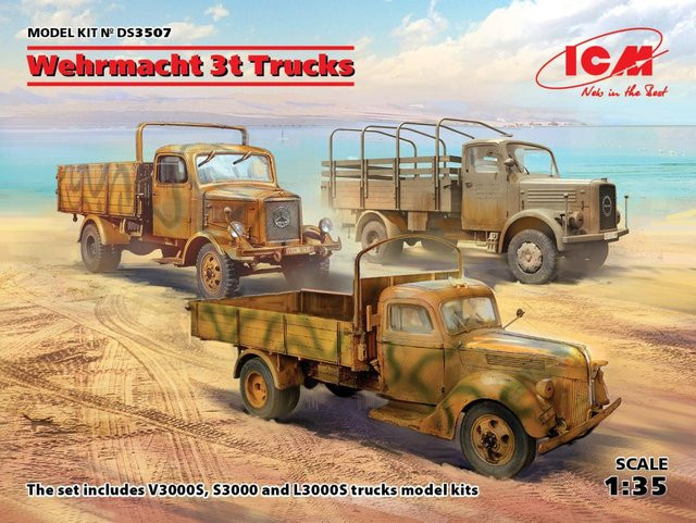 ICM Wehrmacht 3t Trucks (V3000S, KHD S3000, L3000S), Fahrzeuge, Braun - Bild 1