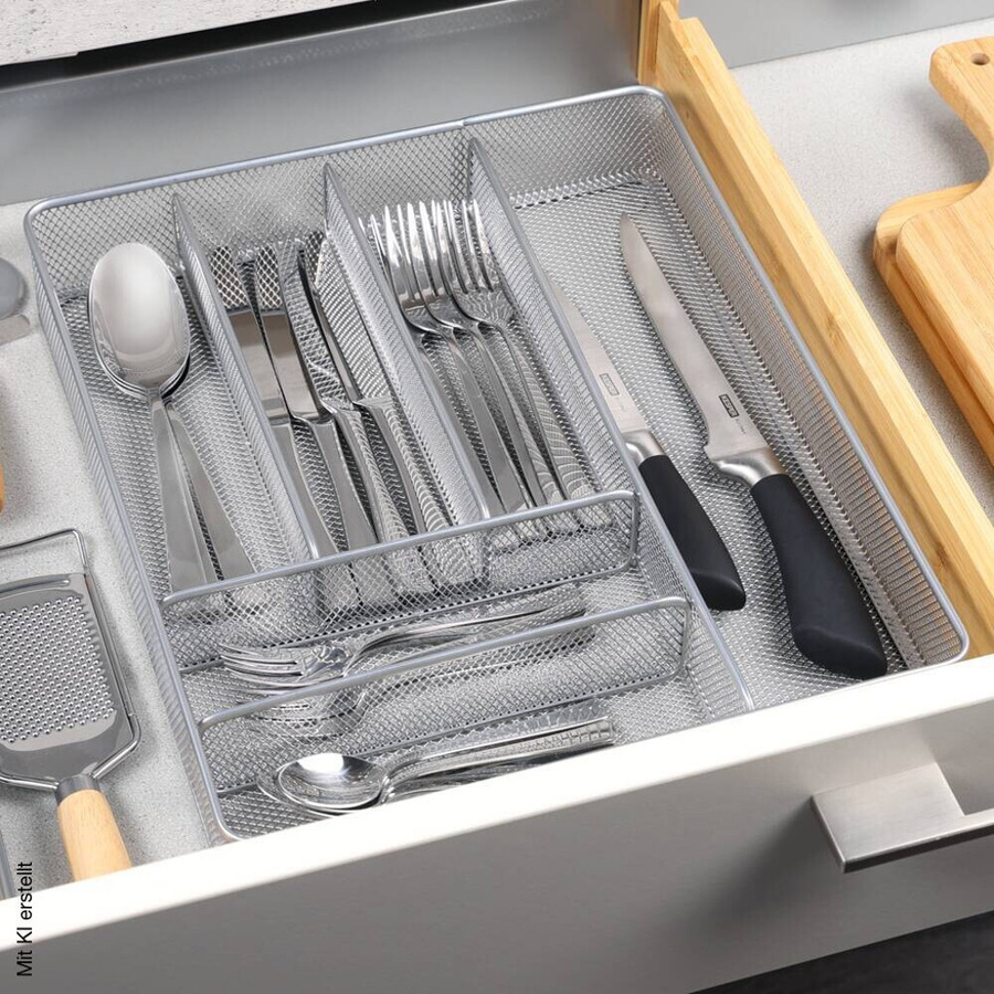 Kesper Besteckkasten aus Metall mit Trennfächern, Silber, B/H/L: 30,5 x 5,5 x 36,8 cm - Bild 2