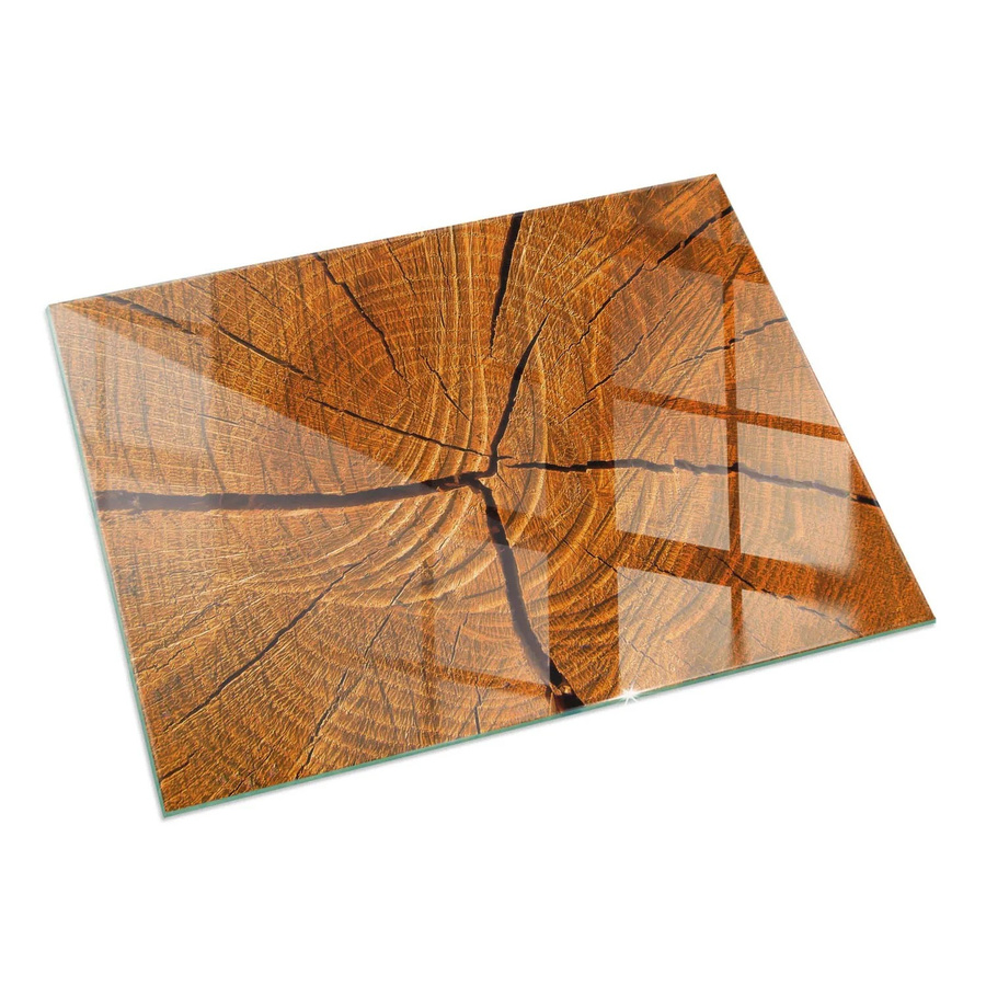 Tulup Glasplatte für Kamin mit Holzmaserung in Orange und Braun, B/T: 60 x 40 cm - Bild 2