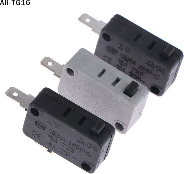 2 Stück Mikrowelle Türschalter Set KW16(5)A 250VAC in Schwarz für Türverriegelung (Normalerweise Offen und Normalerweise Geschlossen) - Bild 1