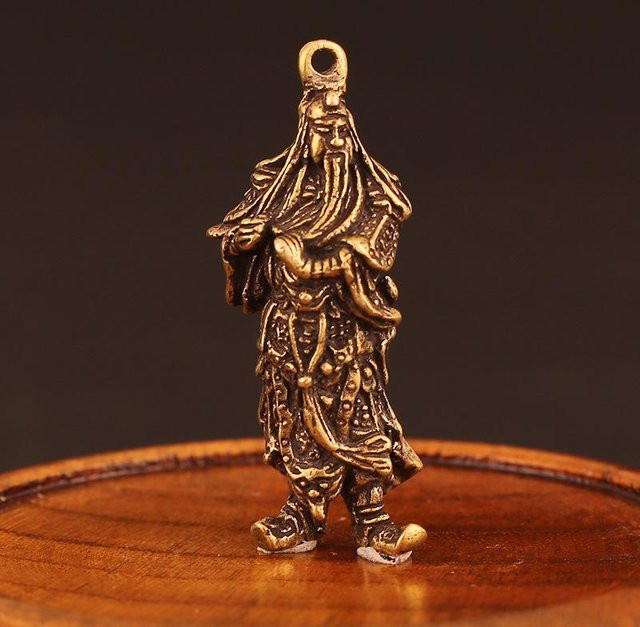 Houspace Guan Gong Statue Gott des Reichtums als Retro Kupfer Ornament in Gold für deine Schreibtisch Dekoration - Bild 1