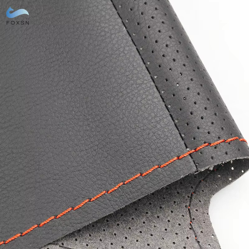 FOXSN Perforierte Leder Lenkrad Abdeckung mit Weiß Streifen für BMW M Sport Modelle F30 F31 F34 F45 F46 F22 F23 M235i M240i X1 F48 X2 F39 in Schwarz und Weiß - Bild 3