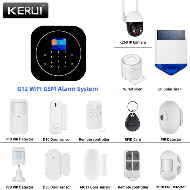 KERUI G12 WIFI GSM Alarmsystem DIY Set mit Tür- und Bewegungssensoren sowie IP-Kamera zur Smart Life App-Steuerung - Bild 1